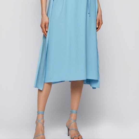 Kimono Sleeve Dress In Crepe/Satin trim - Lt.Blue Sold Out HUGO BOSS Size US 8 - Picture 4 of 14